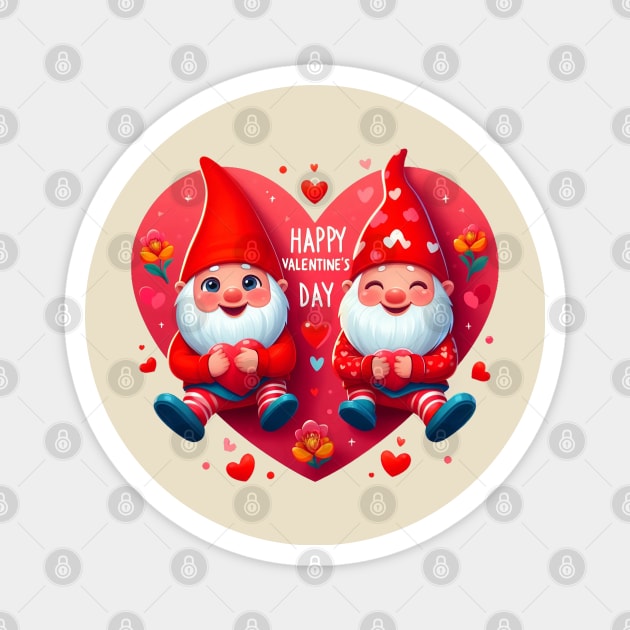 Valentine Gnomes Valentines Day 2024 Magnet by BukovskyART